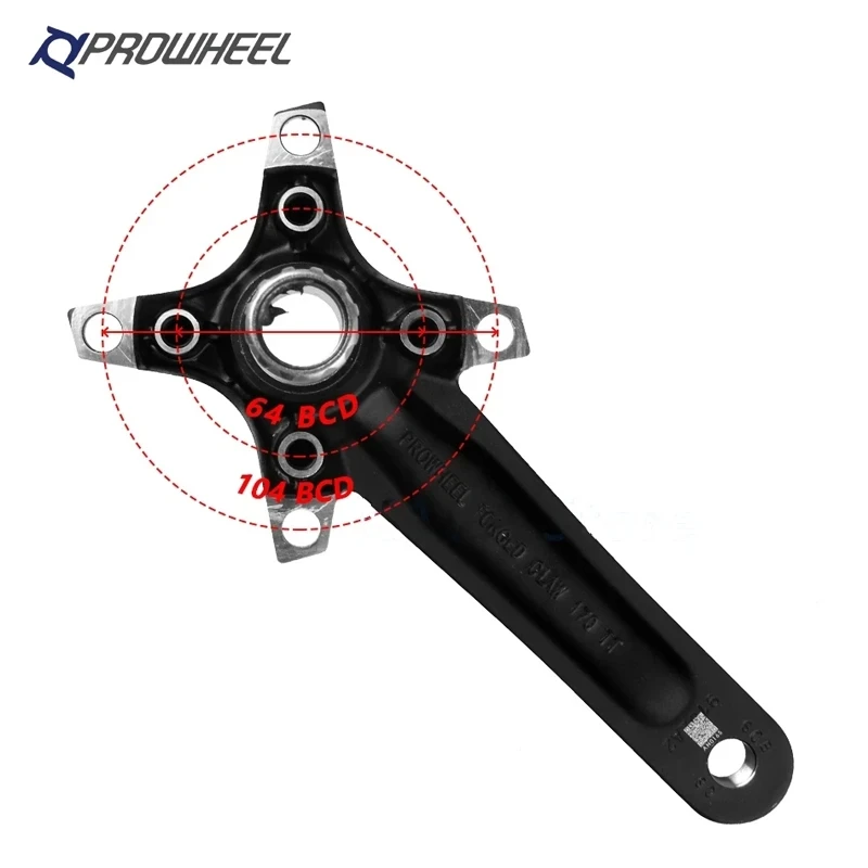 PROWHEEL Crankset Hollowtech MTB Crank 104BCD 170/175MM Crank For Bicycle Integrated 32/34/36/38/40/42T with Bottom Bracket