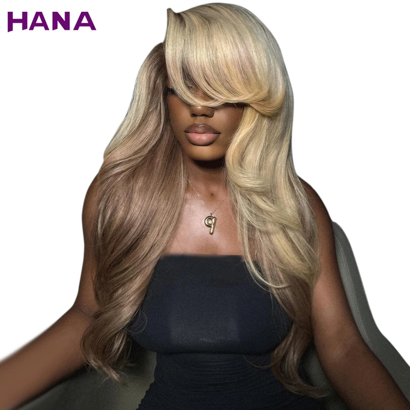 

HD 13x4 Lace Frontal Wig Body Wave Ombre Honey Blonde Brown Colored Human Hair Wig For Women Peruvian Lace Front Wig 180%Density