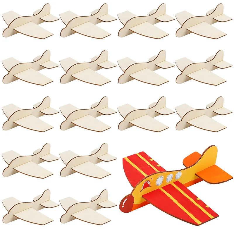 1-5Pcs Wooden Airplane Model Handmade DIY Crafts Unfinished Blank Plane Kids Painting Toy Birthday Party Favors Christmas Gifts