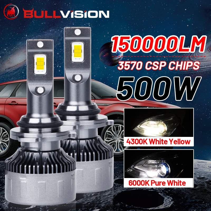 

Bullvision H4 светодиодный 150000LM 5570 CSP светодиодный H7 H8 HB3 9005 9006 HB4 9012 HIR2 H9 H16 4300K 6000K Автомобильные фары 500W Canbus без ошибок
