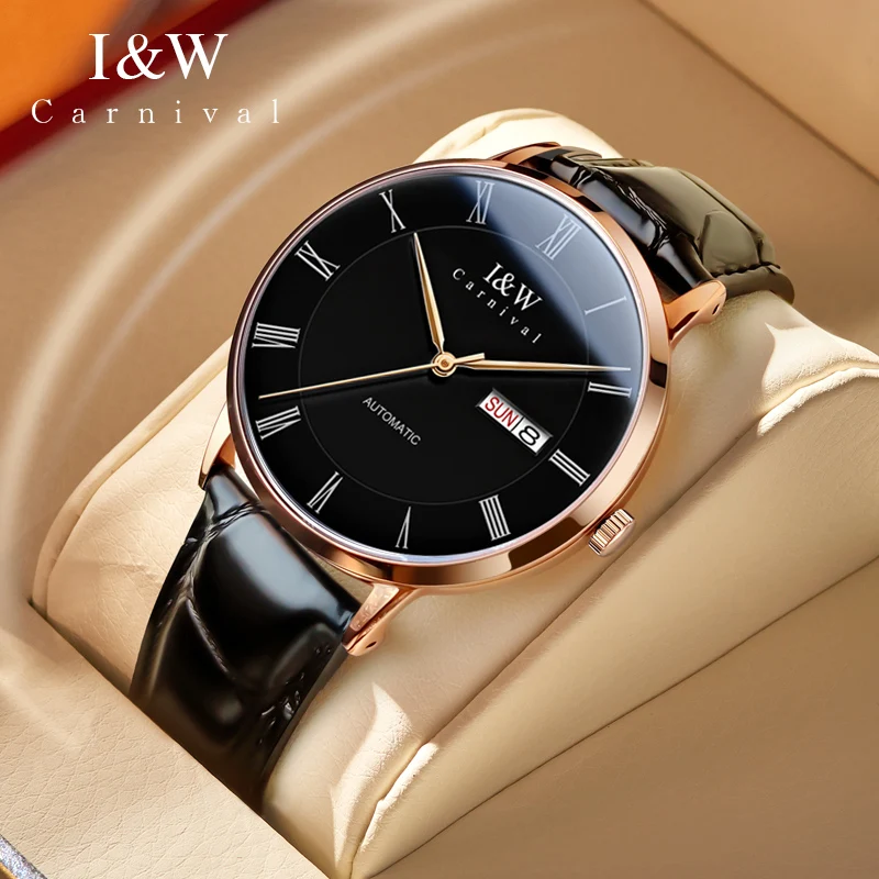 

IW Luxury Brand Men Mechanical Watch Weekly Calendar Display Fashion Business Watch For Men Luminous Waterproof Clock Gift Reloj