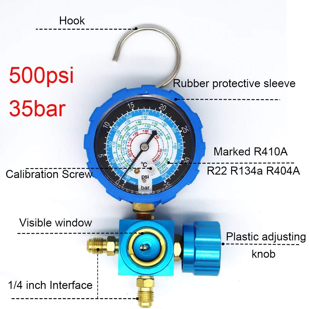 Манометр для трубопровода, манометр и клапан кондиционера 500/800psi 35 ...