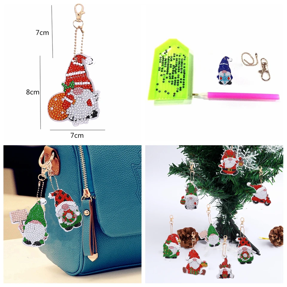 ダイヤモンドアート　完成品　　　　　 クリスマスキーホルダー12個 ダイヤモンドアート 完成品 クリスマスキーホルダー12個 ダイヤモンド