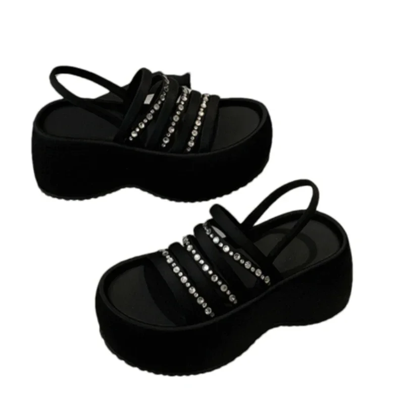 Platform Crystal Women's Sandals High Heels Luxury Shoes Summer Slippers Fashion Open Toe Shoes Slingback Woman Zapatillas