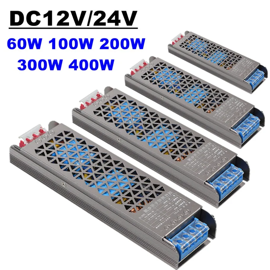 12V 24V แหล่งจ่ายไฟ LED AC To DC 60W 100W 200W 300W 400W Super Thin Converter สําหรับ LED Strip หลอดไฟ LED Driver 1