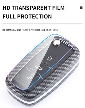 Cover chiate/telecomando per Volkswagen Polo VW Golf 7 Passat Tiguan Scirocco Skoda Octavia Seat - Custodia protettiva per coperture in carbonio con custodia completa per Volkswagen Polo VW Golf 7