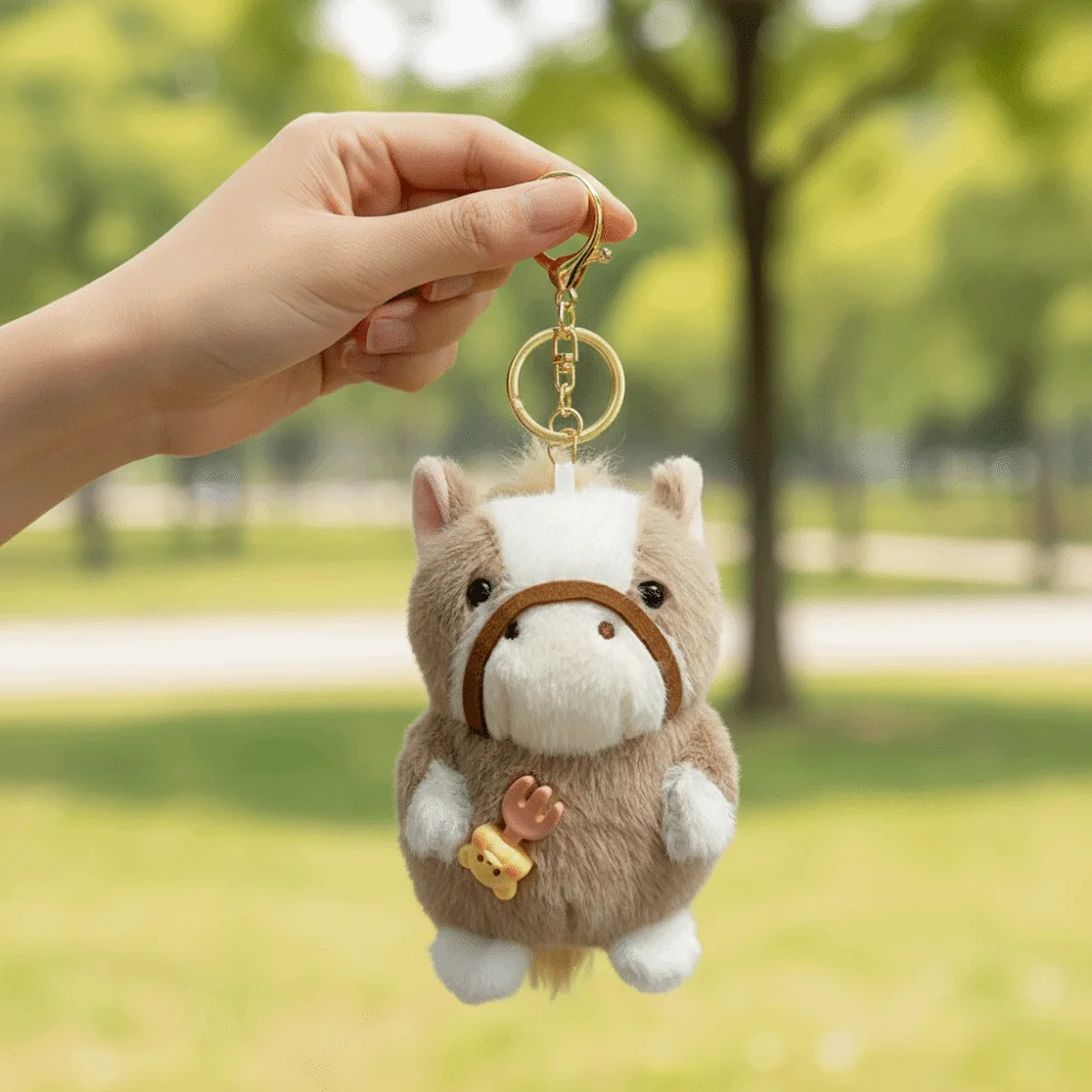 Cute Mini Horse Keychain Fluffy Texture Lifelike Year of The Horse Plush Toy Plush Toys Kawaii Plush Pony Keychain