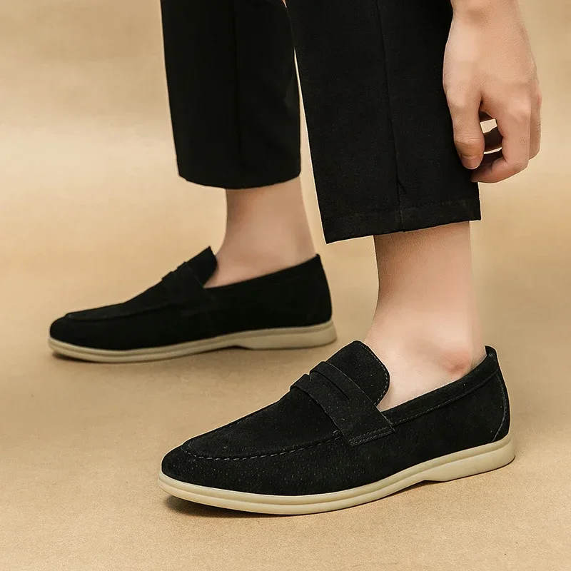 Luxury Brand Genuine Leather Men Loafers Super Soft Casual Business Shoes Flat Designer Moccasins Comfy Lightweight Outdoor Shoe