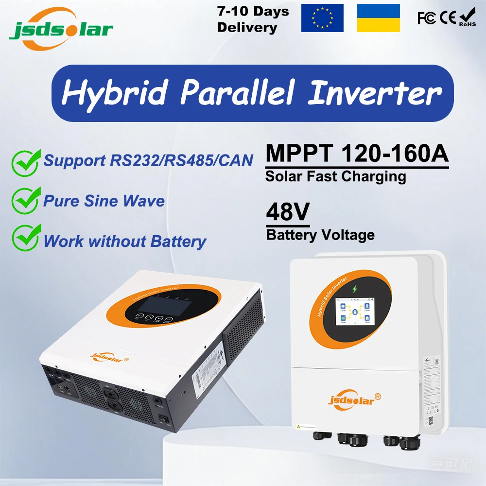 jsdsolar Onduleur Solaire Hybride Parallèle 11kW MPPT 12kW 6.5kW 48V, Système de Stockage d'Énergie à Onde Sinusoïdale Pure, Chargeur Solaire MPPT 160A 135A 120A, Pack PV 500VDC Hors Réseau, Compatible Wi-Fi, LiFePo4, Fonctionne Sans Batterie, RS485 RS232 CAN, Contact Sec 1 jsdsolar Onduleur Solaire Hybride Parallèle 11kW MPPT 12kW 6.5kW 48V, Système de Stockage d'Énergie à Onde Sinusoïdale Pure, Chargeur Solaire MPPT 160A 135A 120A, Pack PV 500VDC Hors Réseau, Compatible Wi-Fi, LiFePo4, Fonctionne Sans Batterie, RS485 RS232 CAN, Contact Sec 1