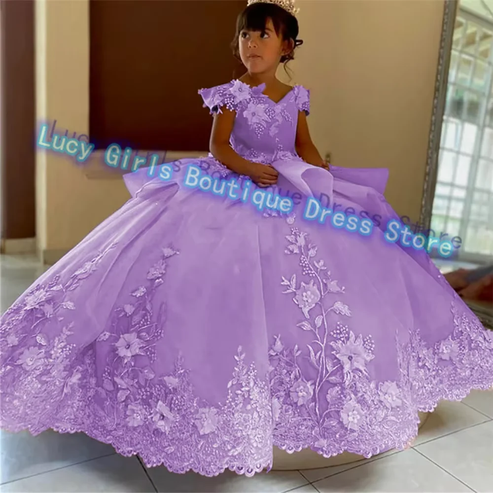 Flower Girl Dresses Girls Dresses Double Color Flower Girl Dress Wedding Dress Princess Ball Appliques Kids Birthday Gown