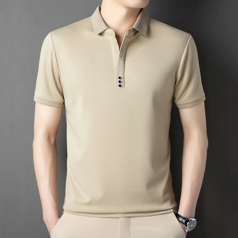 

2024 рубашки для мужчин, популярная модная и индивидуализированная рубашка поло с коротким рукавом и ножничным воротником