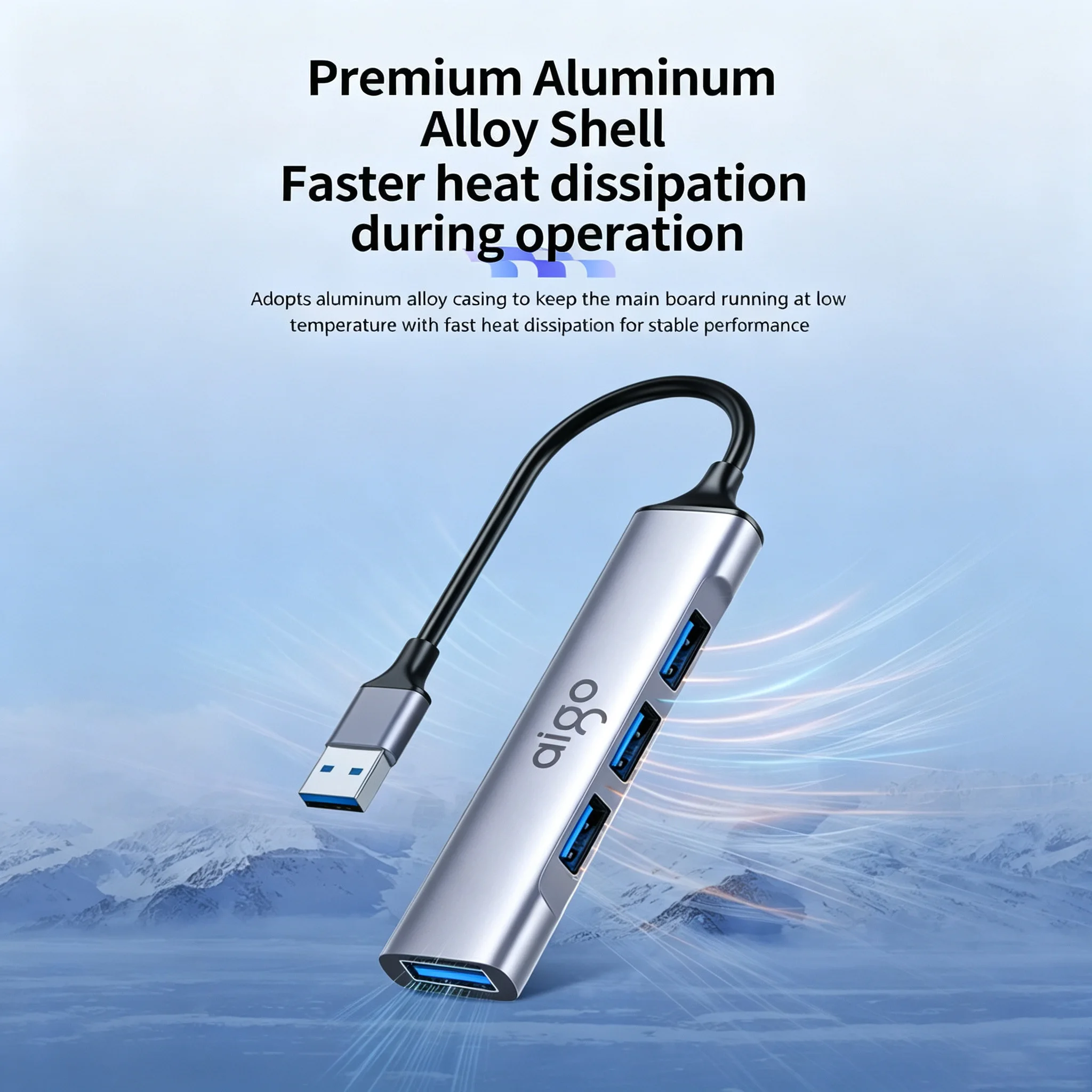 Aigo USB-A 4-in-1 Portable Aluminum Hub Docking Station
