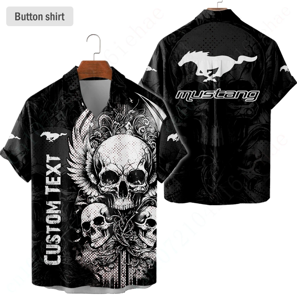 

Mustang Casual Shirts For Men Women Unisex Clothing Anime Shirts And Blouses Luxury Button Cardigan Harajuku Oversized T-shirt