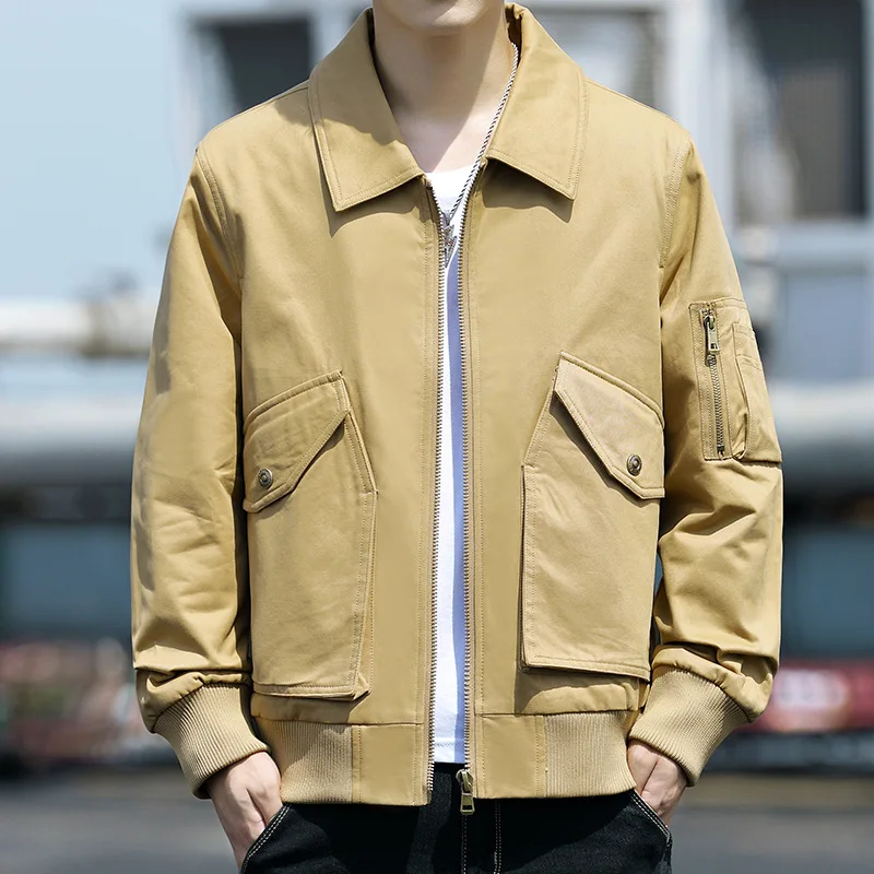 

Men's Casual Jacket 2023 New Spring Mens Multi-pocket Washed Lapel Cotton Military Work Jacket Men Jacket Coat Big Size 4XL
