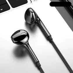 Premium In - Ear Wired Headphones with Microphone - Stereo Bass Earbuds with In - line Control (Black)