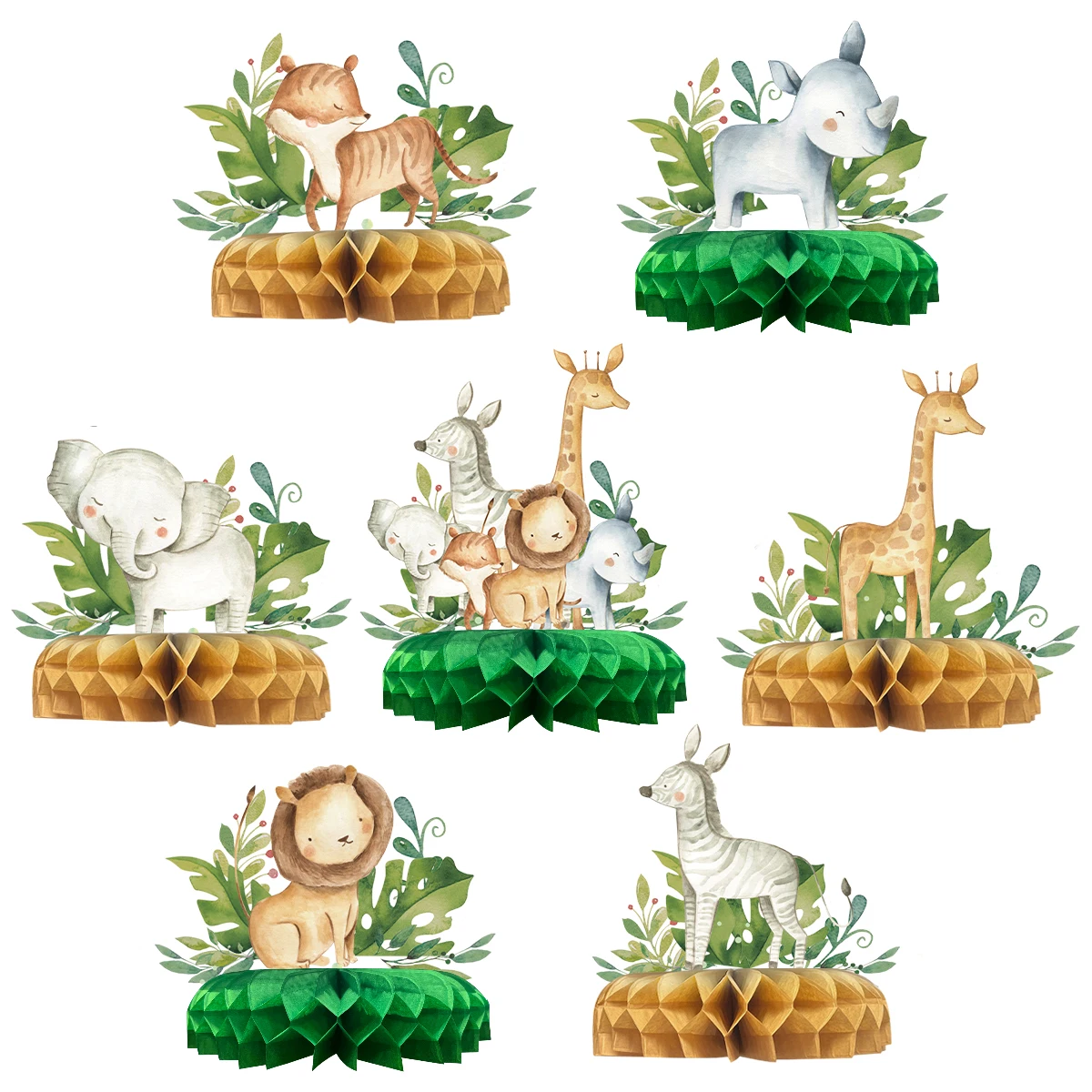 Jungle Animal Party Decorations Paper Honeycomb Happy Birthday Party Supplies Kids Woodland Safari Birthday Baby Shower