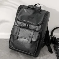 Fashion Men's Backpack Casual Solid Leather Backpack Men High Capacity Travel Backpack Schoolbags Brand Design Back Packs Bags 2