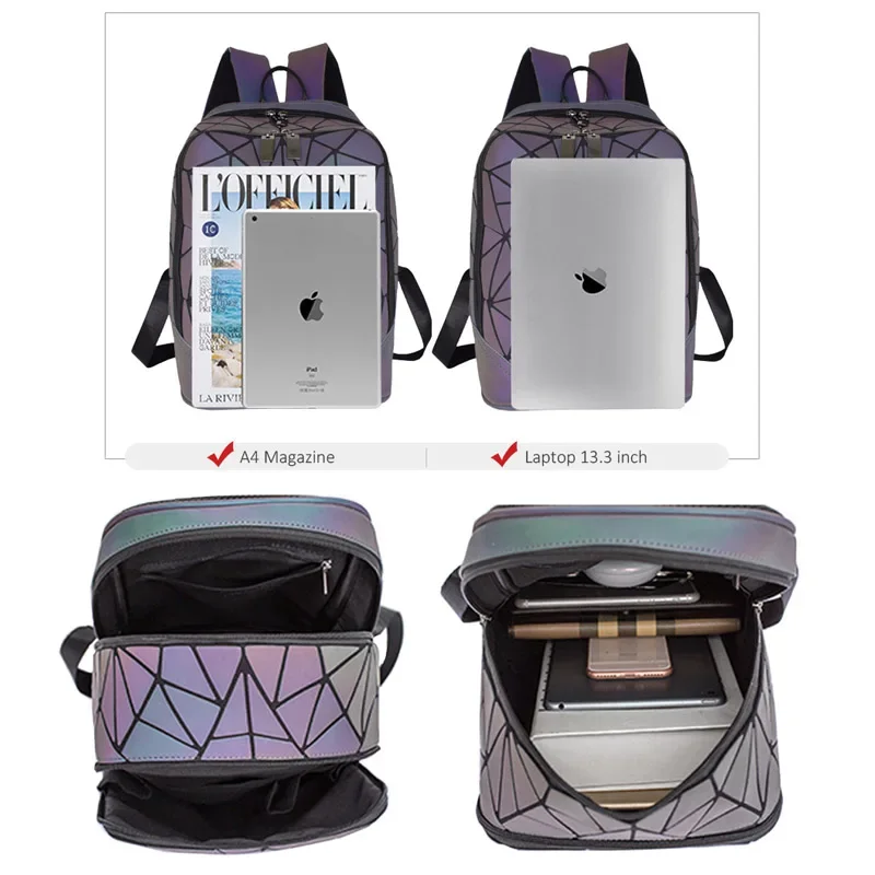 Batcat Geometric Luminous Silver Geometric Backpack Laser