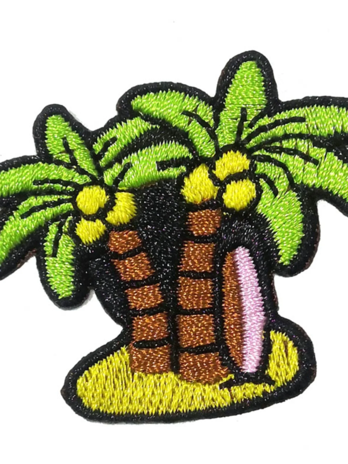 코코넛 나무 자수 패치 B307 다리미 부착식 뒷면 접착 패치 의류 패치 패치워크 백팩 베갯잇 저널 DIY 장식