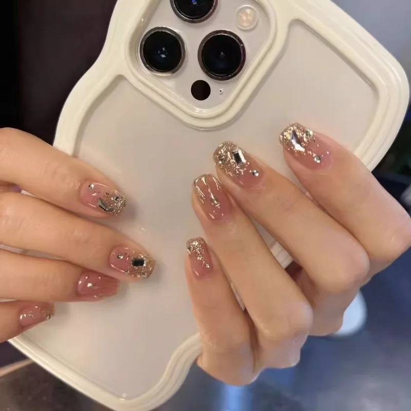 

Artificial nails, hand worn, show white, explosive, shiny, water drop, diamond, and detachable nail enhancement