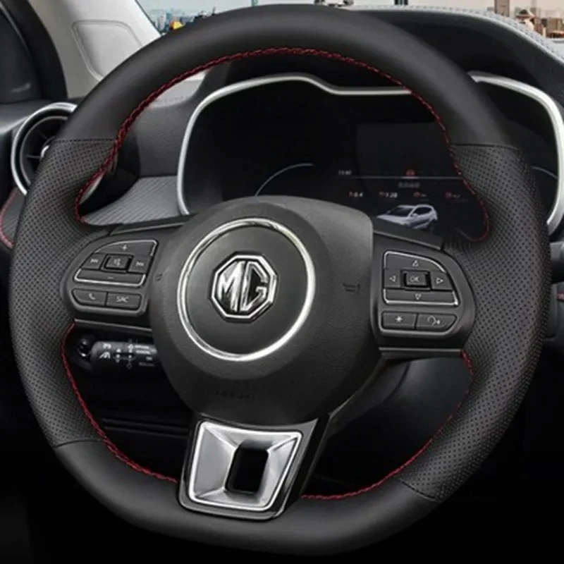 MG ZS HS GS 5 6 RX5 RX8 ZST ZS EV 2017-2023 자동차 액세서리 용 DIY 자동차 핸들 커버 마이크로 화이버 가죽 사용자 정의