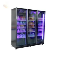Réfrigérateur vertical commercial, armoire à vin à double porte avec congélateur en verre, refroidisseur de boissons à affichage lumineux LED pour bar et cuisine 2