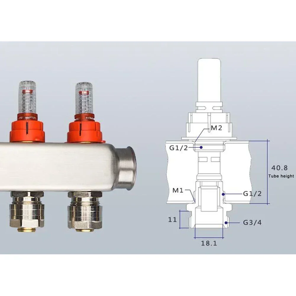 Divider Accessories Control Temperature Floor Heating Water Flow Indicator Flow Meter Heating Manifold