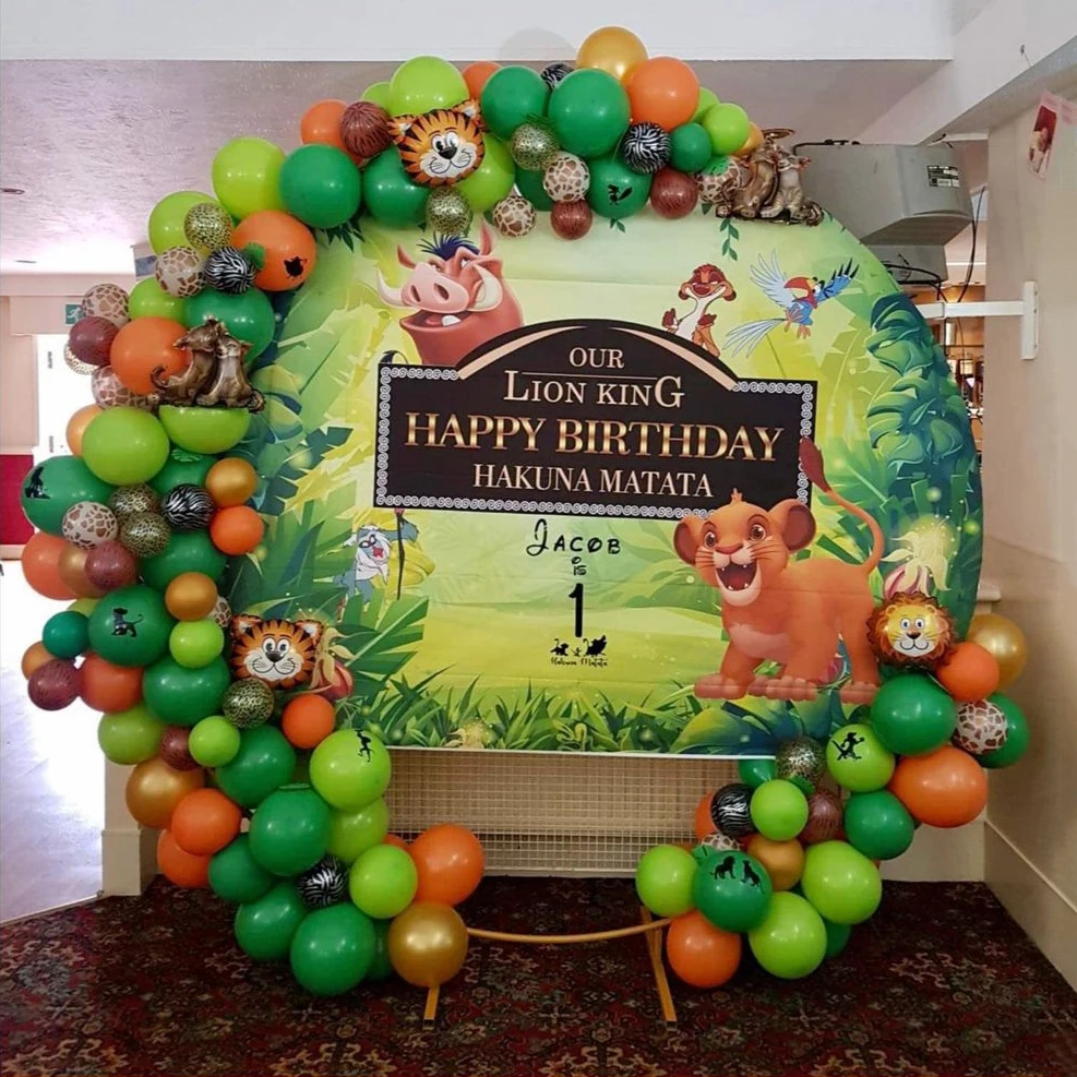 135Pcs The Lion King Simba Green Orange Balloons Garland Arch Kit Animal Tiger Foil Balloons Kids Birthday Party Globos Decors