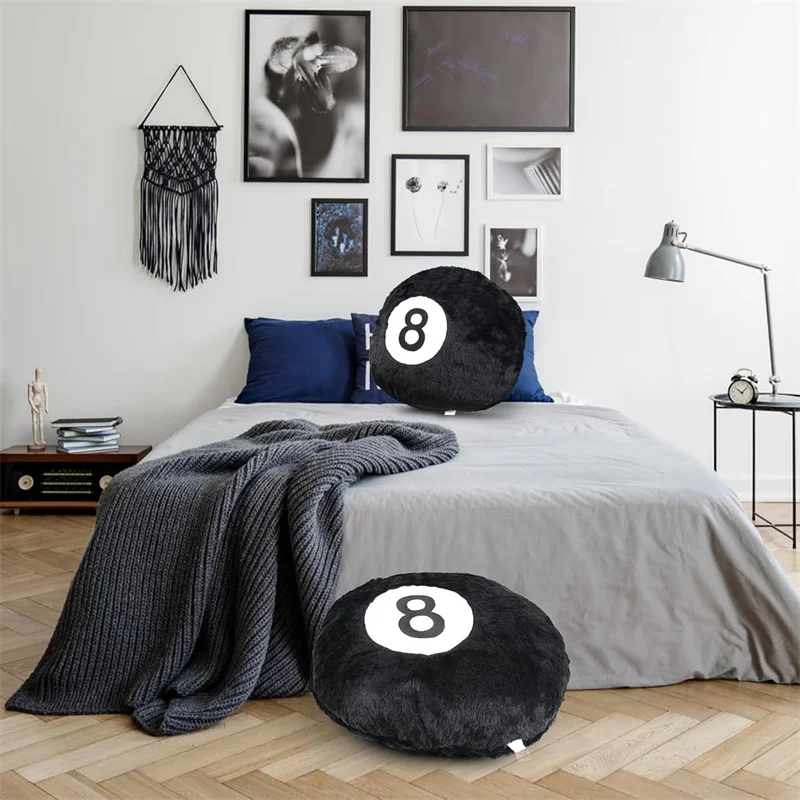 Nice Simulation Billiards 8 Ball Plush Pillow,Soft Eight Pool Players Indoor Sport Creative Gift,Home Decoration