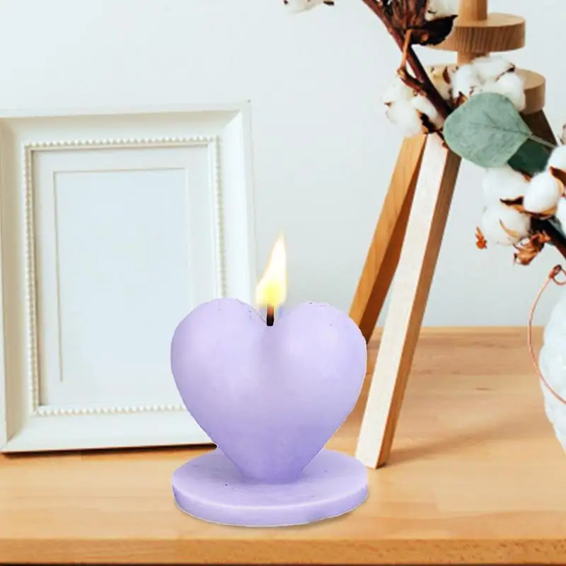 Heart Candle Mold Valentine's Day Silicone Heart Candle Molds Heart Shape Candle Mold With Base For Making Candles Classic Mold