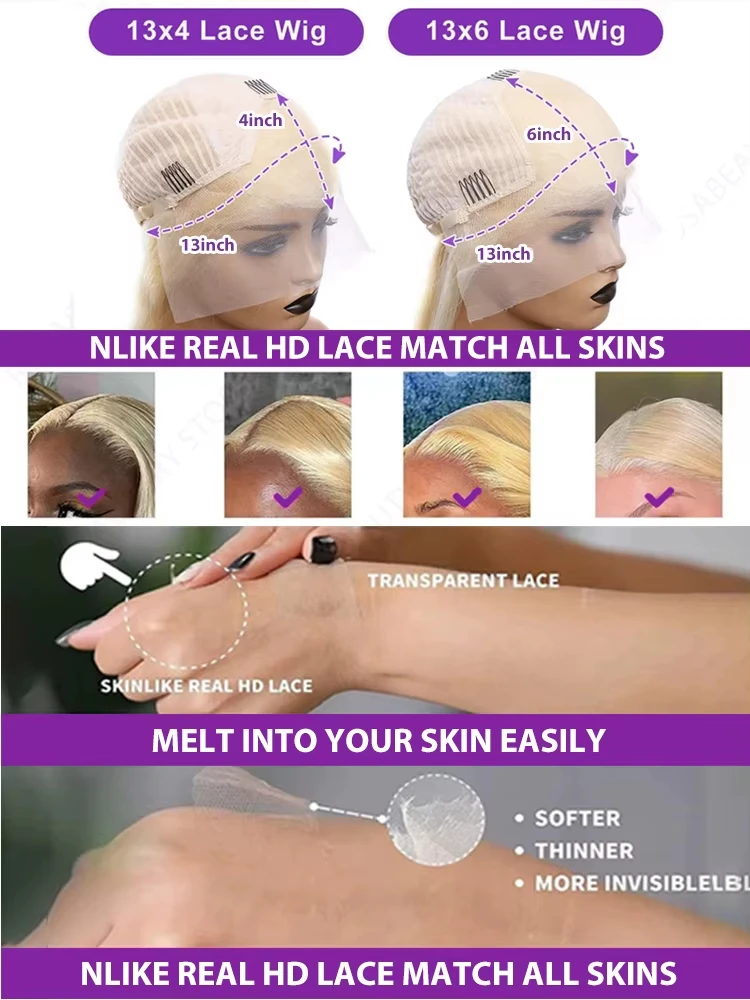 250% HD 30 40 42 Inch 613 Blonde 13x6 Lace Front Human Hair Wigs Body Wave 13x4 Lace Frontal Transparent Brazilian Remy Wig