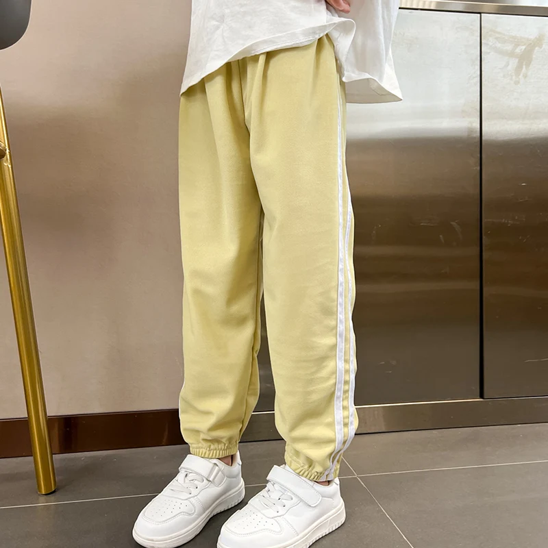 boys and girls sports pants 1/3 Pieces Children's summer solid color basic sports pants boys casual Joker elastic waist girl sweet and lovely mosquito pants by Shop1102811558 Store Change name: 4