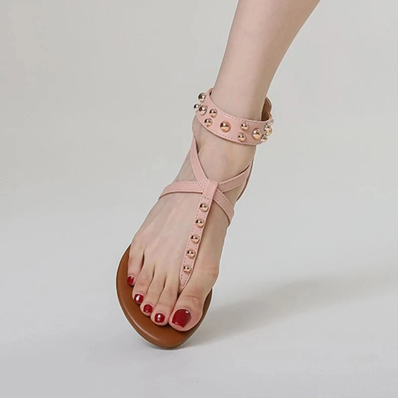 Women Sandals Vintage Fashion Flat Bottomed High Top Casual Toe Sandwich Beach Bohemian Anti-skid Flip-flops Summer Women Shoes