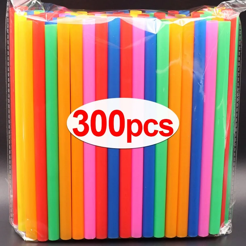 Colorful Disposable Straws Plastic Drinking Straw for Milk Tea Juice Cocktail Wedding Birthday Party Decor Supplies 300/100pcs disposable plastic straws