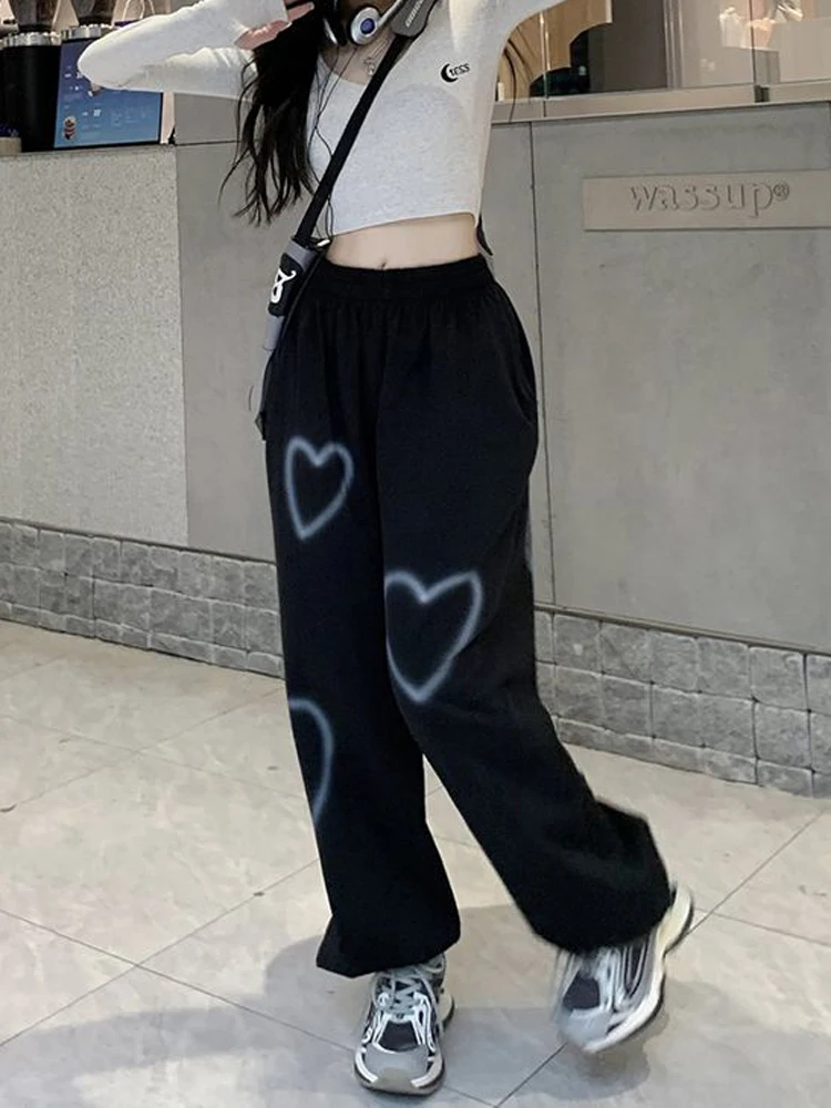Zoki Cotton Streetwear Hip Hop Heart Sweatpants Women