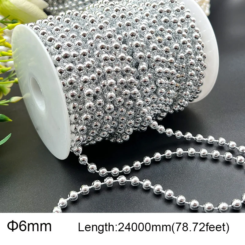 Corda Di Perle 3mm Per Decorazioni Fai Da Te – 50m Di Perline Rotonde Per Centrotavola Matrimonio E Ghirlande (bianca)