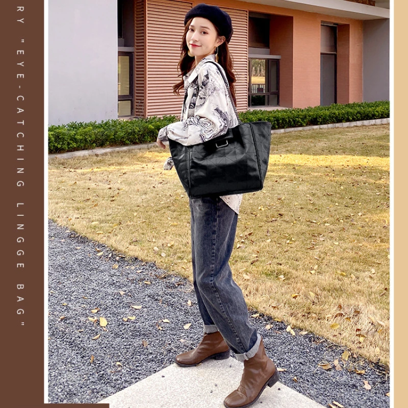 New Arrival Black Versatile Rock Soft Single Shoulder Crossbody Bag Women's Diamond Grid Chain Hobo Bag