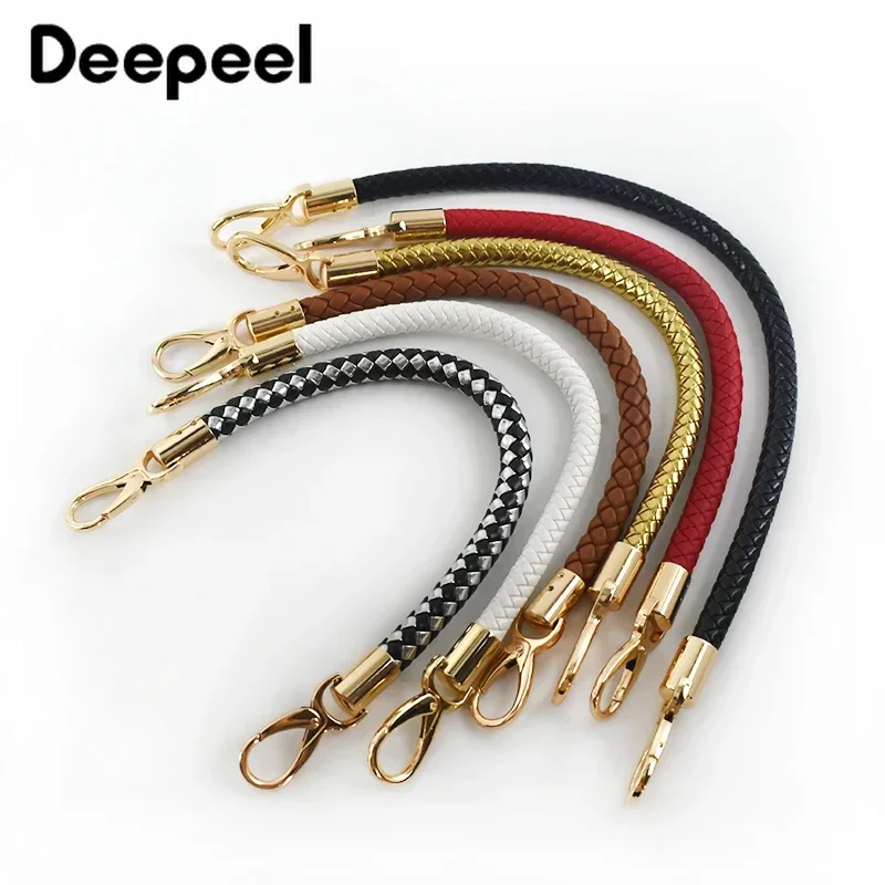 1/2Pcs 40cm Colorful PU Leather Bags Handle Single Shoulder Handbag Strap Gold Metal Buckle Purse Handles Woven Bag Accessories