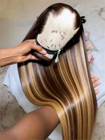 250 densité mettre en évidence Ombre 13x4 dentelle avant perruque cheveux humains 13x6 miel blond droit 13x6 P4/27 couleur HD dentelle frontale perruques 1