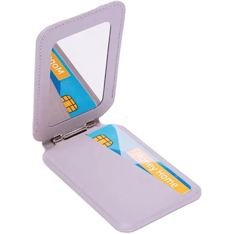 Magnetic Wallet Stand with Mirror and Adjustable Leather Kickstand Card Holder