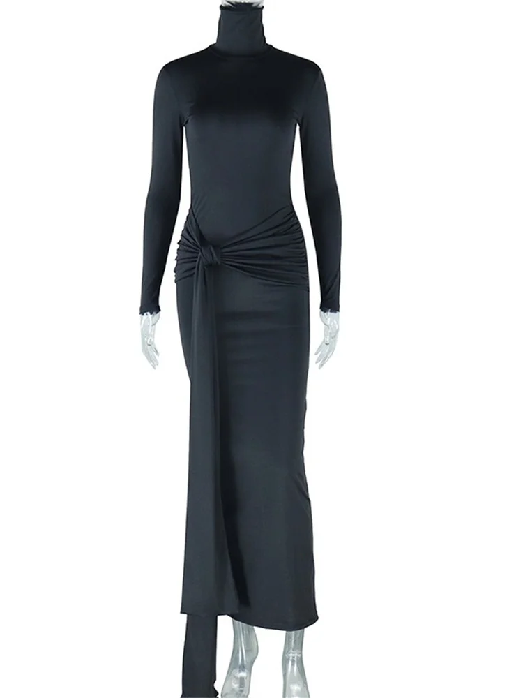 Wmstar Dress for Women Party Sexy Turtleneck Bodycon Maxi Dresses Sweet Draped Summer Clothes Wholesale Dropshipping New Style