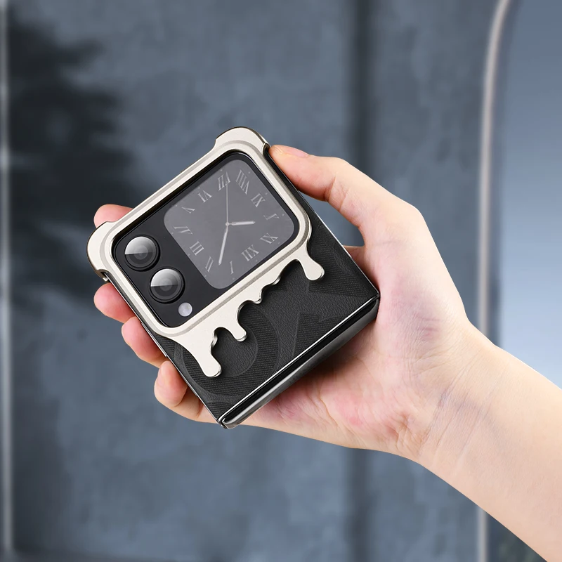 Oatsbasf Metal Bezel-less Skeleton Protective Phone Case with Magnetic Kickstand