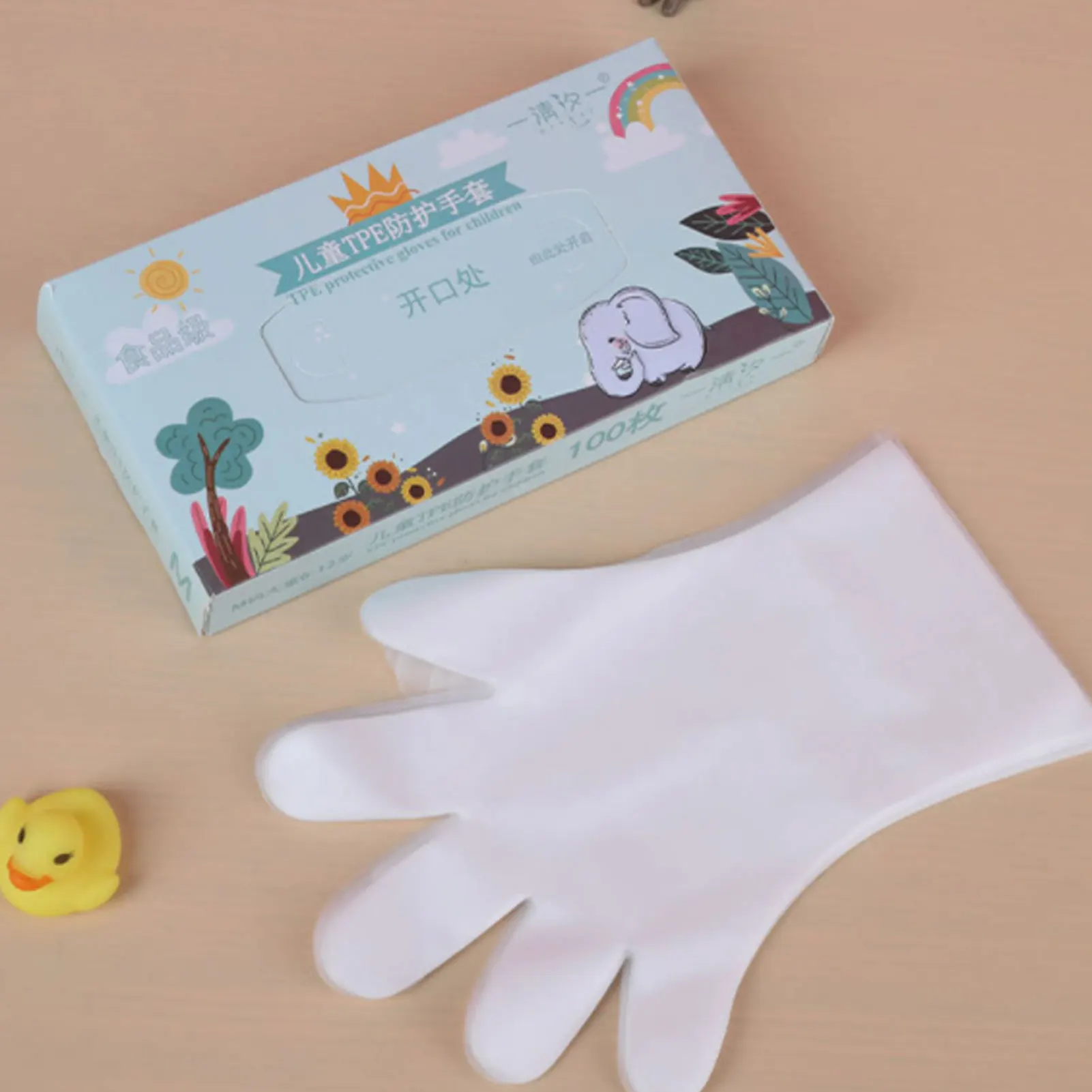 100pcs Kids Plastic Food Prep Gloves Food Safe Gloves Transparent for Painting Playing Gardening