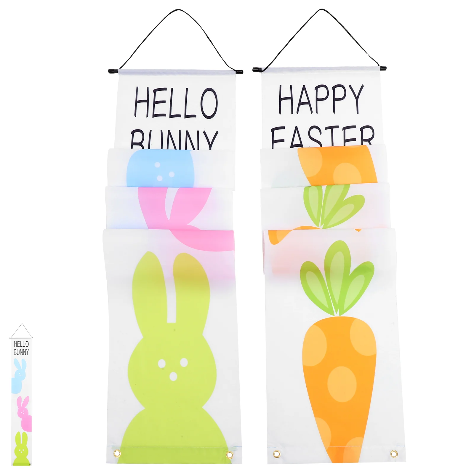

1 Pair of Easter Porch Sign Easter Hanging Banners Cartoon Door Couplets Party Decoration