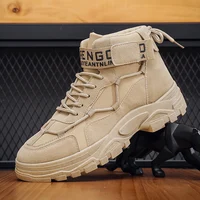 Men's Casual Leather Boots Four Seasons Outdoor Hiking Boots Fashion Retro Work Boots Thick Bottom Ankle Boots Anti-slip 2024