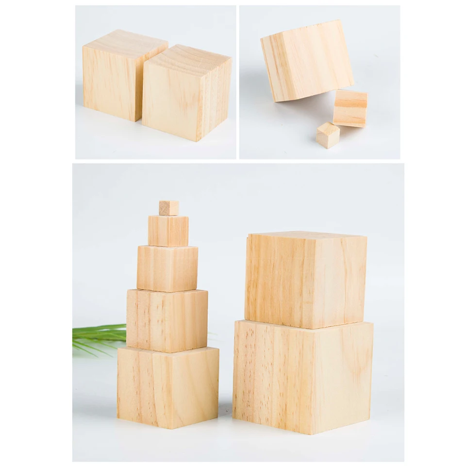 Set van 30 onbehandelde natuurlijke houten kubussen van 4 cm voor knutselen, beeldhouwen en doe-het-zelfprojecten