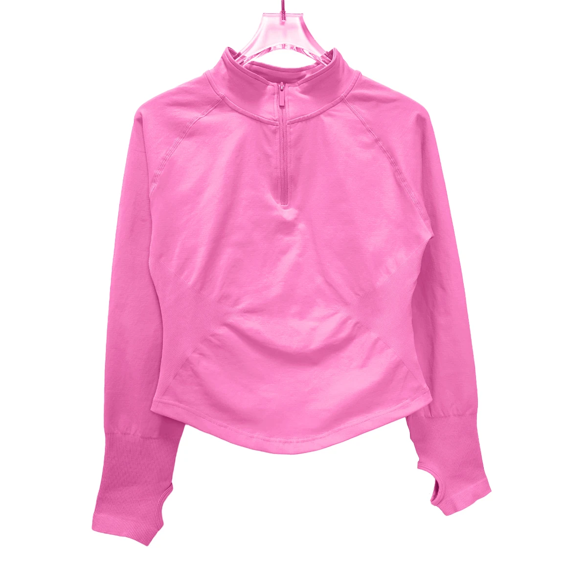 Haut de Sport Femme Manches Longues Demi-Zip