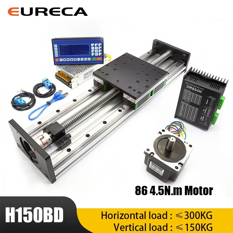 Nema34 มอเตอร์ Heavy Duty Ball สกรูแบริ่งเชิงเส้นท่องเที่ยว Motion Double Rail สไลด์ CNC คู่มือ Linear Shaft Actuator โมดูลตาราง 1