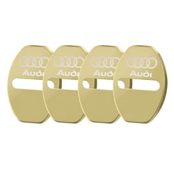 4 - Piece Car Door Lock Cover Case Sticker Set - 4pcs (AUDI Gold)