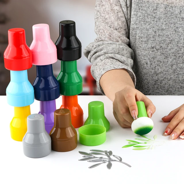 Köteg 12-24Pcs Szivárványos Papír Pouncers Tinta Applikátor Tároló Tokjával Közvetlen Alkalmazáshoz A Kézműves Projekteknél Könnyen - Image 2